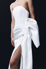 Galia Satin Corset Gown - White