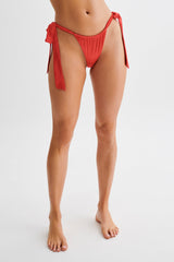 Danika Satin Knot Bikini Bottom - Pomegranate