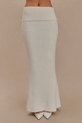 Charlotte Knit Maxi Skirt With Overlay - Ivory