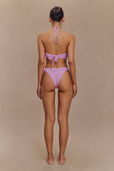 Skye Floral Crochet Tie Up Bikini Bottom - Lilac