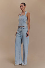 Caitlin Mid Rise Denim Jeans - Light Blue