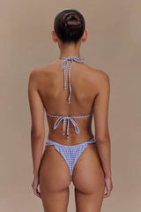 Persephone Gingham Triangle Bikini Top - Lilac