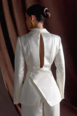 Ada Tailored Satin Blazer - Ivory