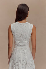 Arla Sleeveless Broderie Top - White
