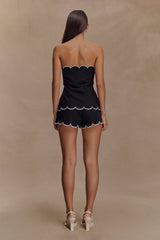 Judith Strapless Scallop Top - Black