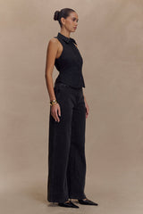 Selene Sleeveless Halter Shirt - Black
