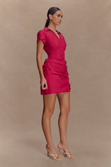Tarryn Collared Cotton Mini Dress - Dragonfruit