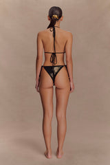Huntleigh Crochet Bikini Bottom - Black & Gold Sunshine Print