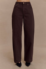 Mannon Mid Rise Denim Jeans - Chocolate