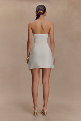 Steph Strapless Linen Mini Dress - White