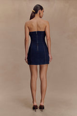Raesha Frill Denim Mini Dress - Indigo Blue