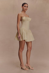 Janis Cotton Frill Mini Dress - Nude