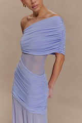 Dallas One Shoulder Mesh Maxi Dress - Lavender