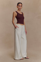 Callum Drawstring Straight Leg Pants - White