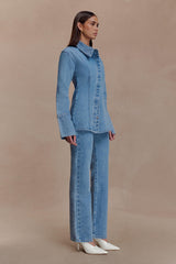 Janine High Waisted Straight Leg Jeans - Classic Blue