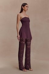 Trena Crochet Knit Pants - Chocolate