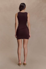 Brock Asymmetrical Neckline Knit Top - Dark Chocolate