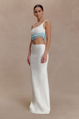 Ruvic Knit Maxi Beaded Dress - White