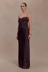 Nina Satin And Lace Camisole - Chocolate