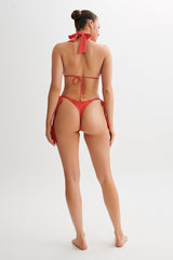 Danika Satin Knot Bikini Bottom - Pomegranate