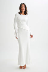 Bruna Slinky Fishtail Maxi Skirt - White