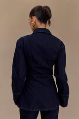 Jericho Asymmetrical Denim Shirt - Indigo Blue