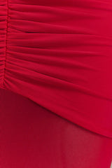 Delaney Slinky And Mesh Maxi Dress - Red