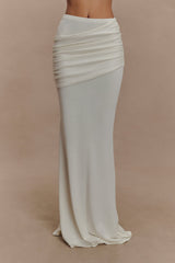 Irene Gathered Knit Maxi Skirt - Ivory