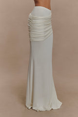 Irene Gathered Knit Maxi Skirt - Ivory