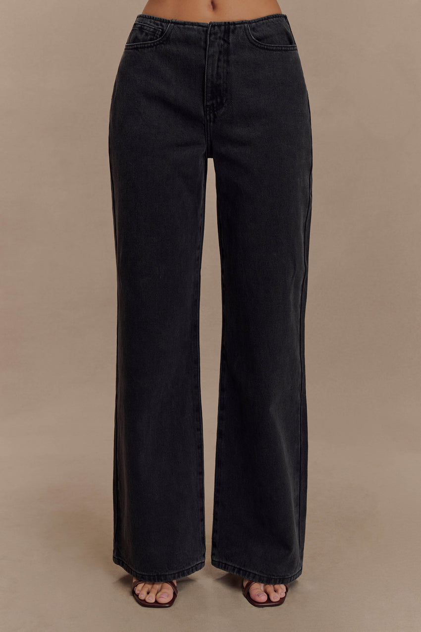 Caitlin Mid Rise Denim Jeans - Washed Black