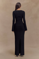 Justine Belted Knit Top - Black