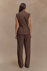 Penelope Suiting Sleeveless Blazer - Chocolate