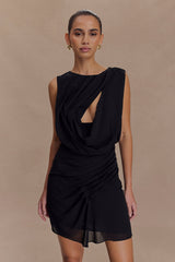 Oria Chiffon Mini Dress - Black