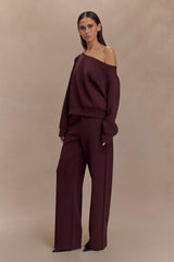 Aiden Slouchy Crew Jumper - Chocolate
