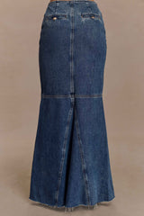 Loretta Denim Maxi Skirt - Washed Dark Blue