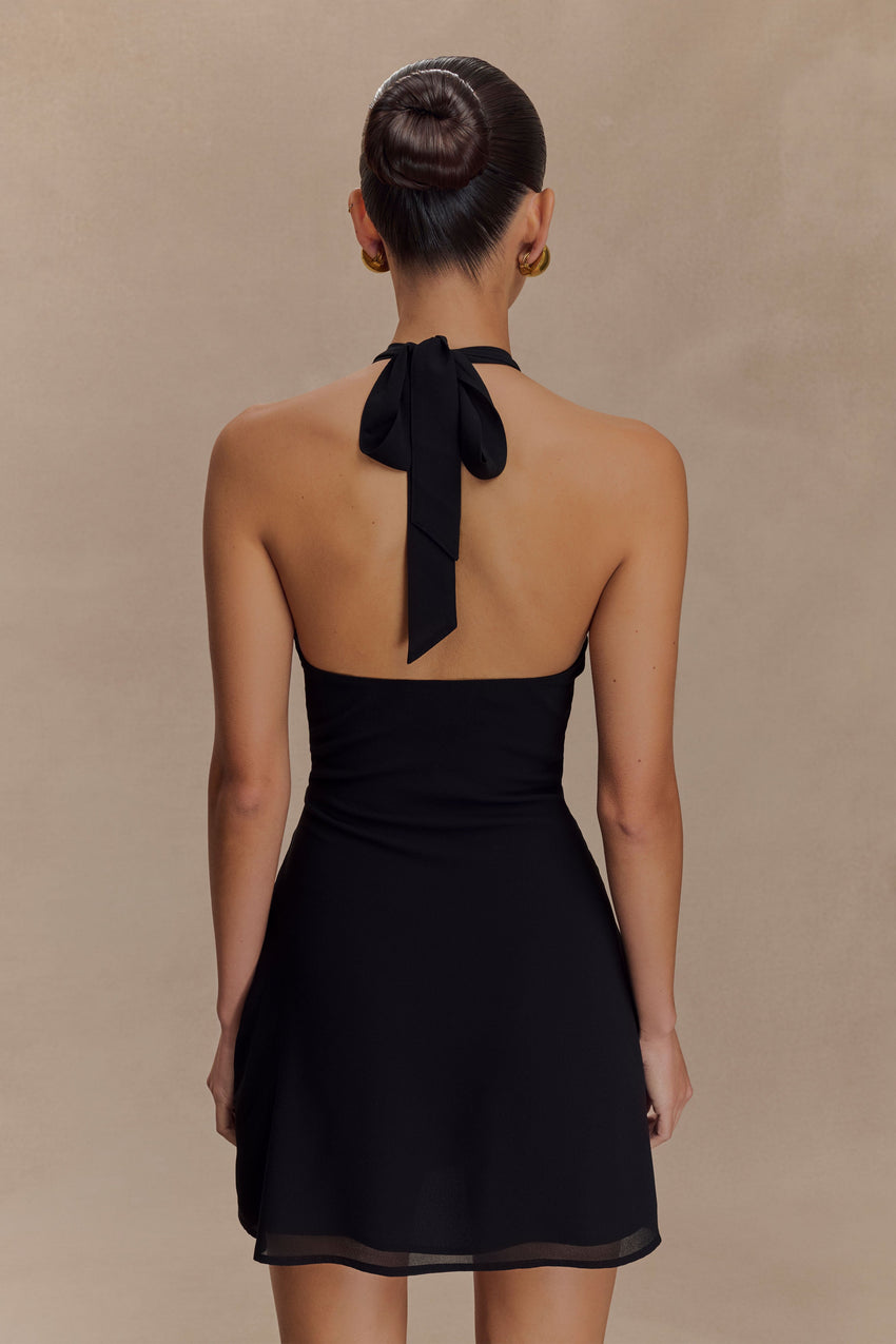 babydoll black chiffon halter mini dress BabyDoll Black Chiffon Halter Mini Dress