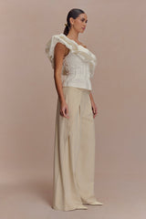 Debbie One Shoulder Bubble Top - White