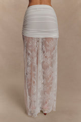 Guinevere Lace And Mesh Maxi Skirt - Ivory
