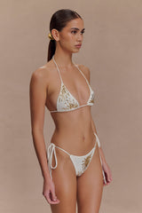 Huntleigh Crochet Bikini Bottom - White & Gold Sunshine Print