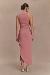 Virginia Suiting Embroidered Midi Dress - Burnt Rose