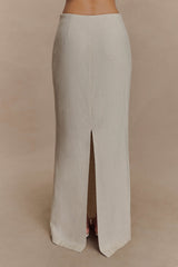Casey Linen Embroidered Maxi Skirt - Natural