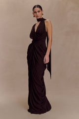 Alex Chiffon Maxi Dress - Cacao Brown