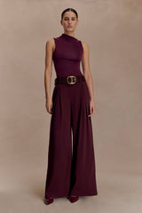 Hadleigh Sleeveless Slinky Top - Burgundy