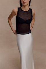 Dollie Sheer Knit Tank Top - Black