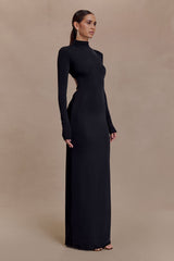 Kiyah Slinky Cut Out Maxi Dress - Black