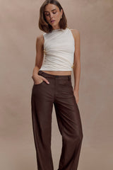 Amia Slinky Sleeveless Top With Hardware - Ivory