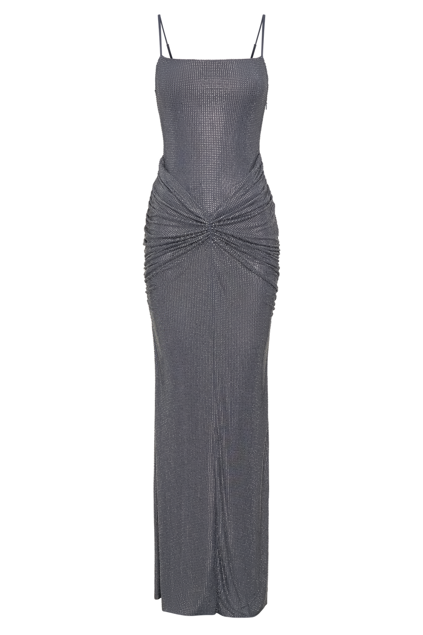 roisin diamante satin maxi dress Roisin Diamante Maxi Dress - Mahogany